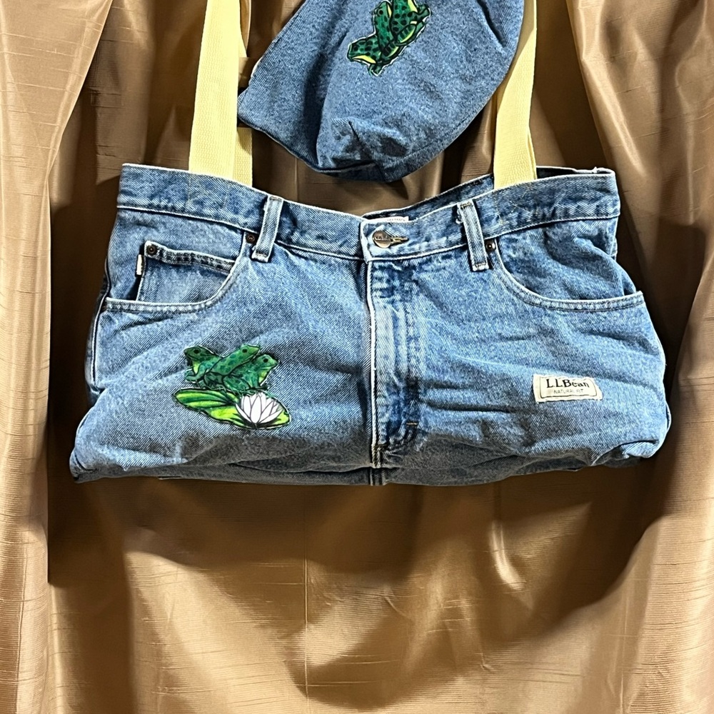 LL Bean Denim Tote with Frog Patch. Go ahead and get the matching accessory bag